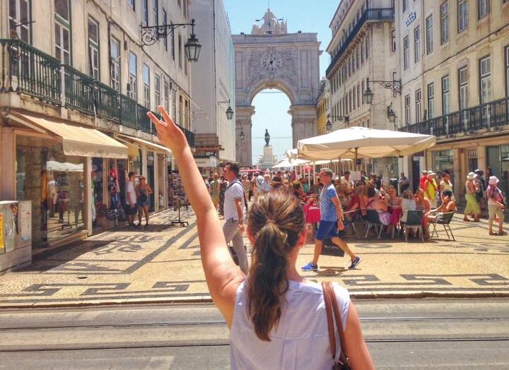 girl on a street in lisbon