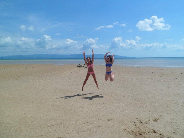 Jumping on the beach on Koh Phangan, in Thailand
