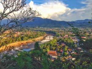 Sunset view from Phu Si Hill of Luang Prabang, Laos