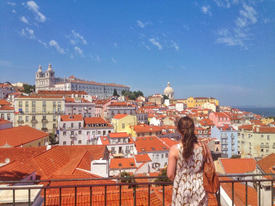 looking out at the view in lisbon