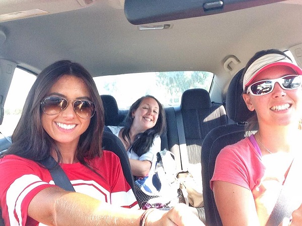 Three Girls in a Car with a Selfie Stick - US Road Trip