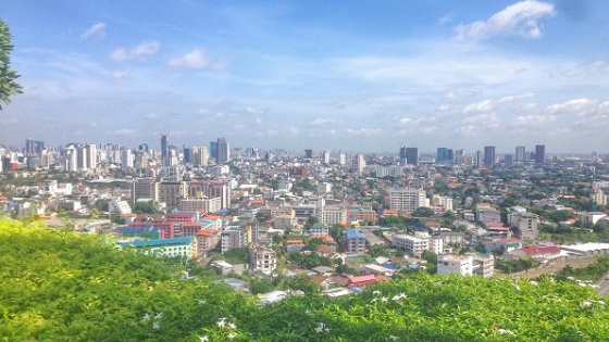 Bangkok skyline from rooftop gardens