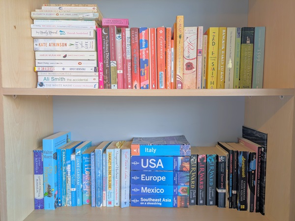 books organised by color