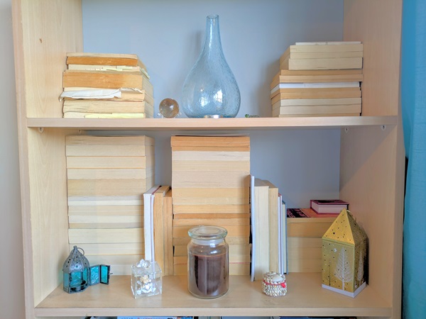 books with the spines facing inwards