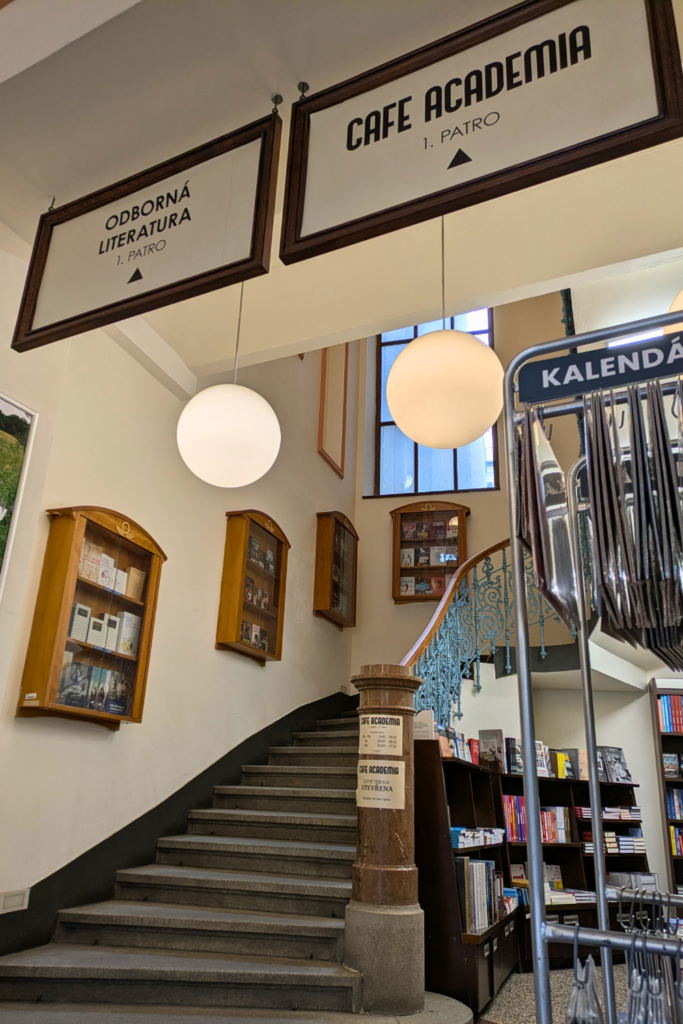 academia bookstore stairs